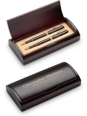 Personalized Rosewood Ballpoint Pen & Pencil Set with Custom Engraving - Perfect